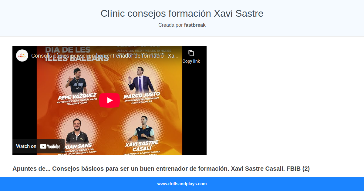 Clínic consejos formación Xavi Sastre Clínic consejos formación Xavi Sastre